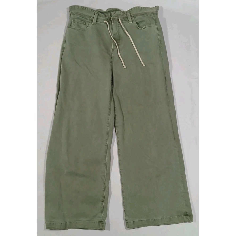 Paige Carly Wide-Leg Pants Size 31 Olive Green Drawstring Waist Boho Festival